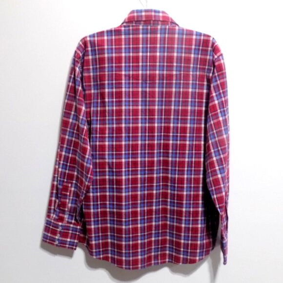 Wrangler Men's Red, White & Blue Plaid Pearl Snap Long Sleeve Shirt – Size: L - Picture 2 of 10